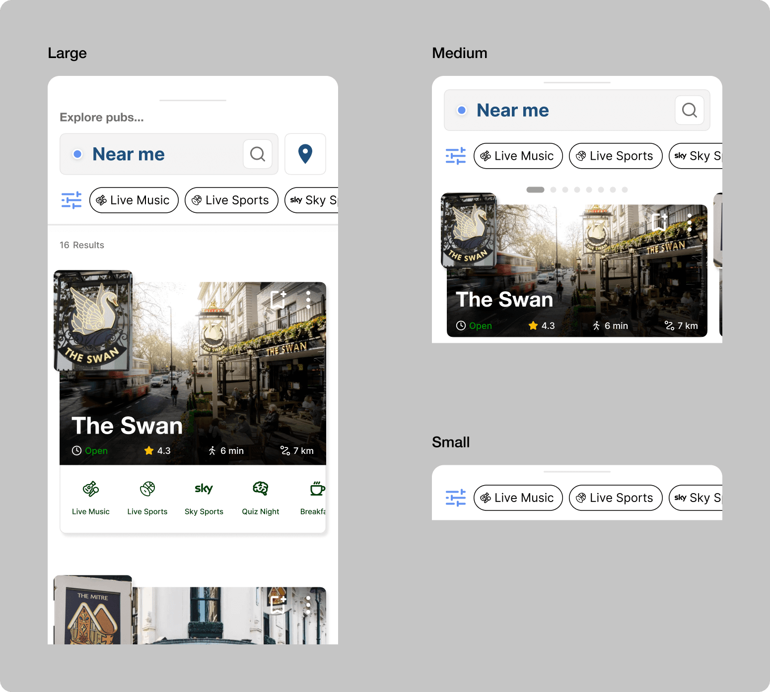 pubhub slider search card examples