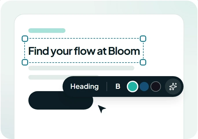 The visual editor: a selected heading with a formatting toolbar