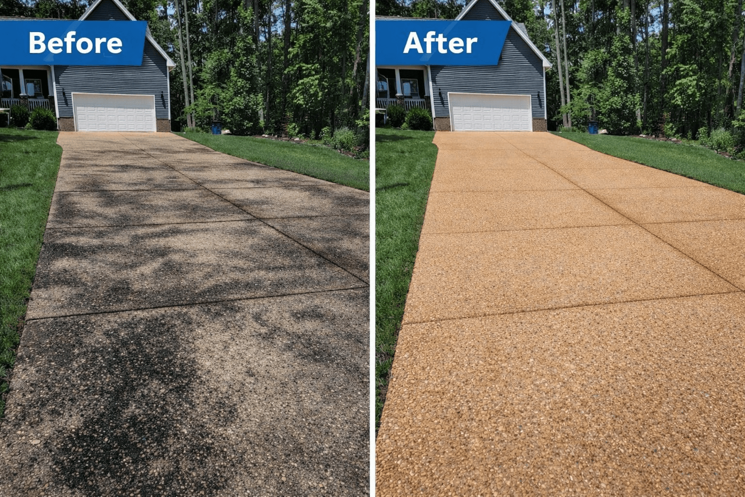 Walkway before and after