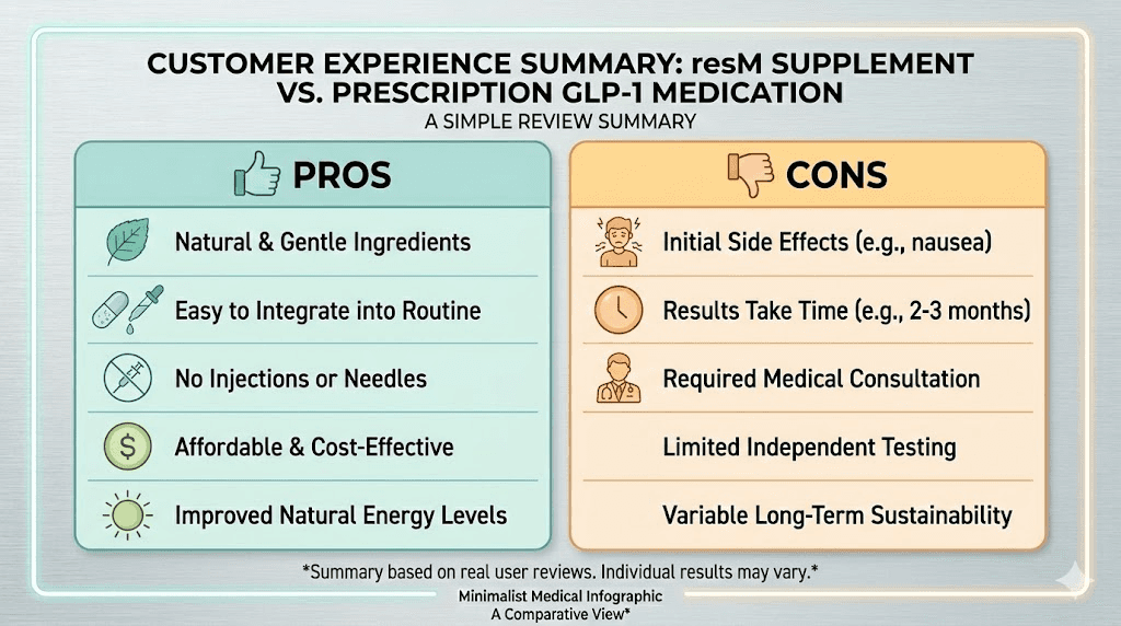 resM GLP-1 postbiotic user reviews pros and cons summary