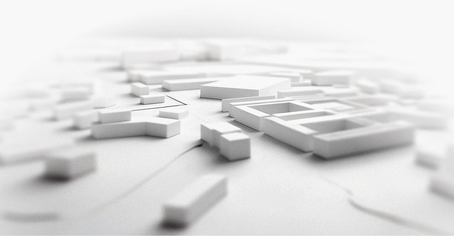 3D_white_model_of_a_city_on_a_pure_white_background