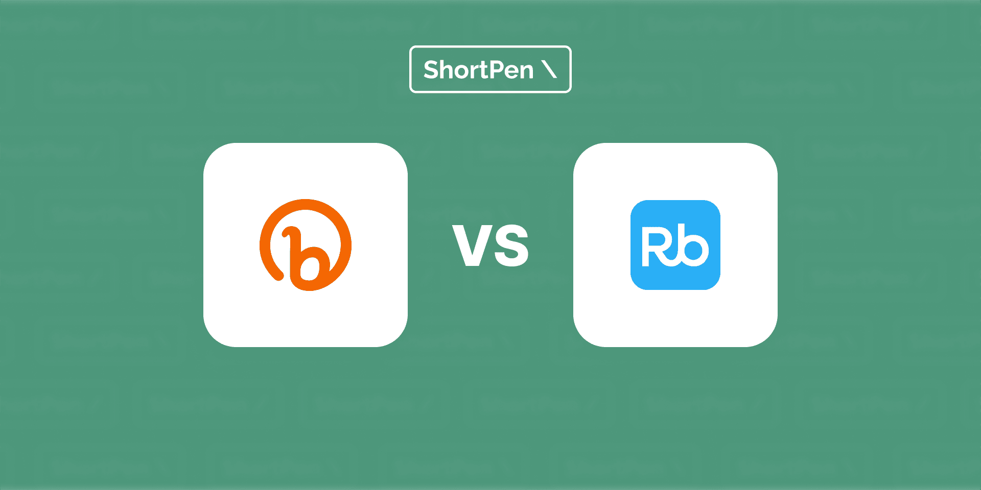 ShortPen graphic compares an orange Bitly-style logo with the blue Rb logo