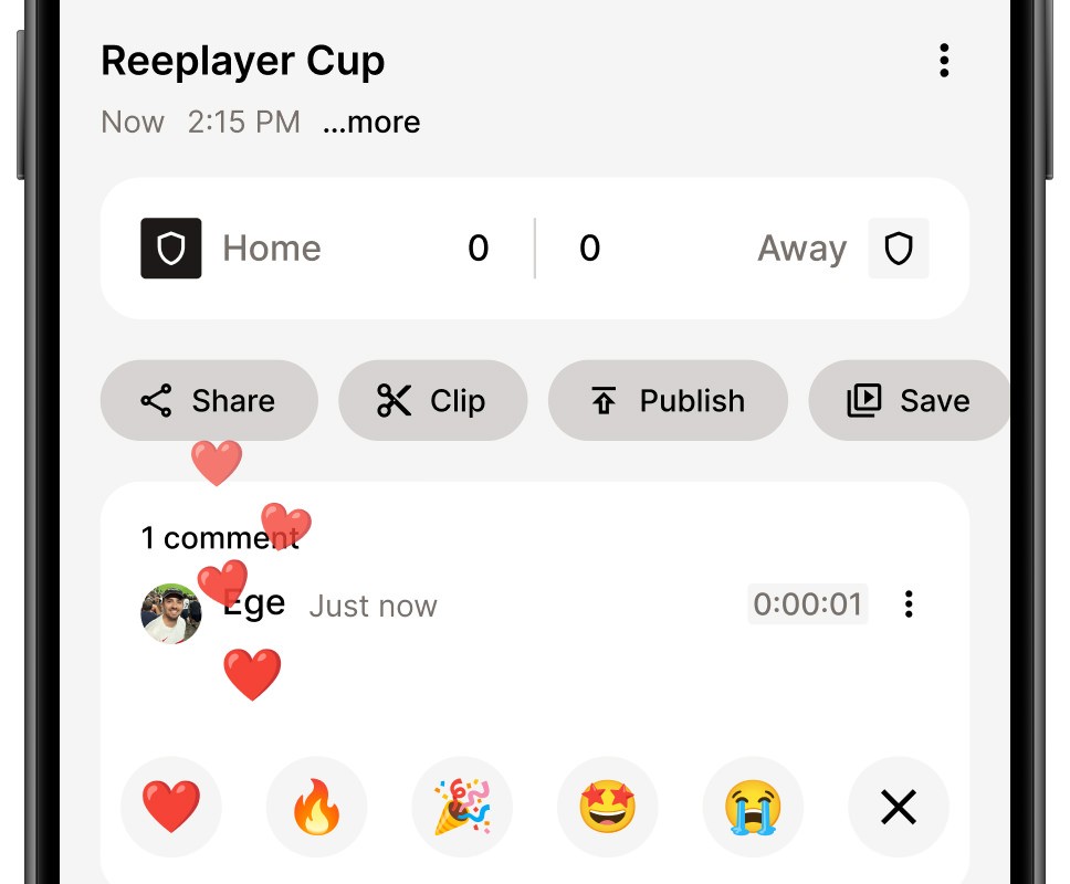 Three youth soccer players smiling while reviewing game footage on a smartphone, showcasing Reeplayer’s user-friendly mobile app