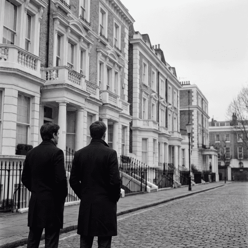 Independent buyer-side property advisors inspecting a Prime Central London street in Mayfair, representing international and Russian-speaking buyers