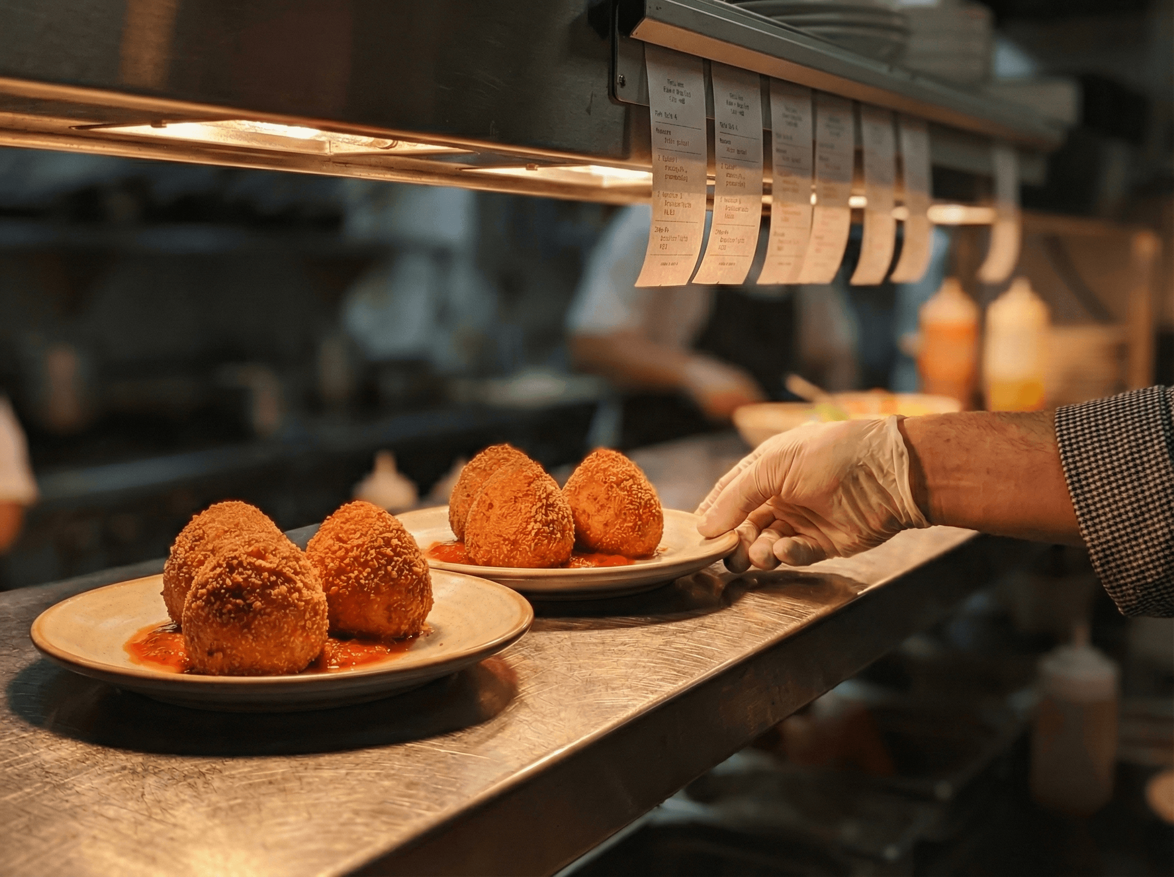 Arancini on plates