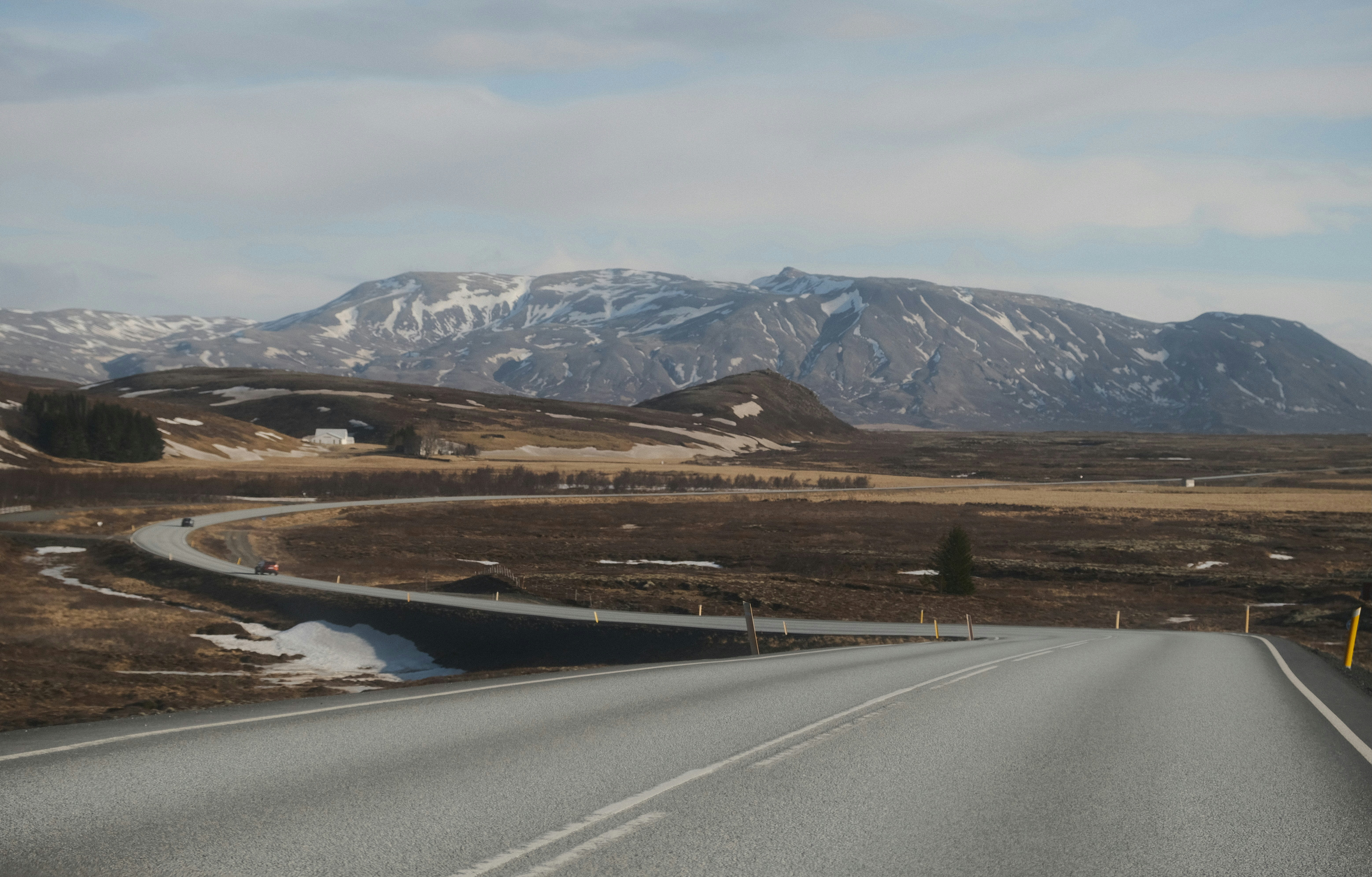 Route 36 leading to Þingvellir National Park in South Iceland.