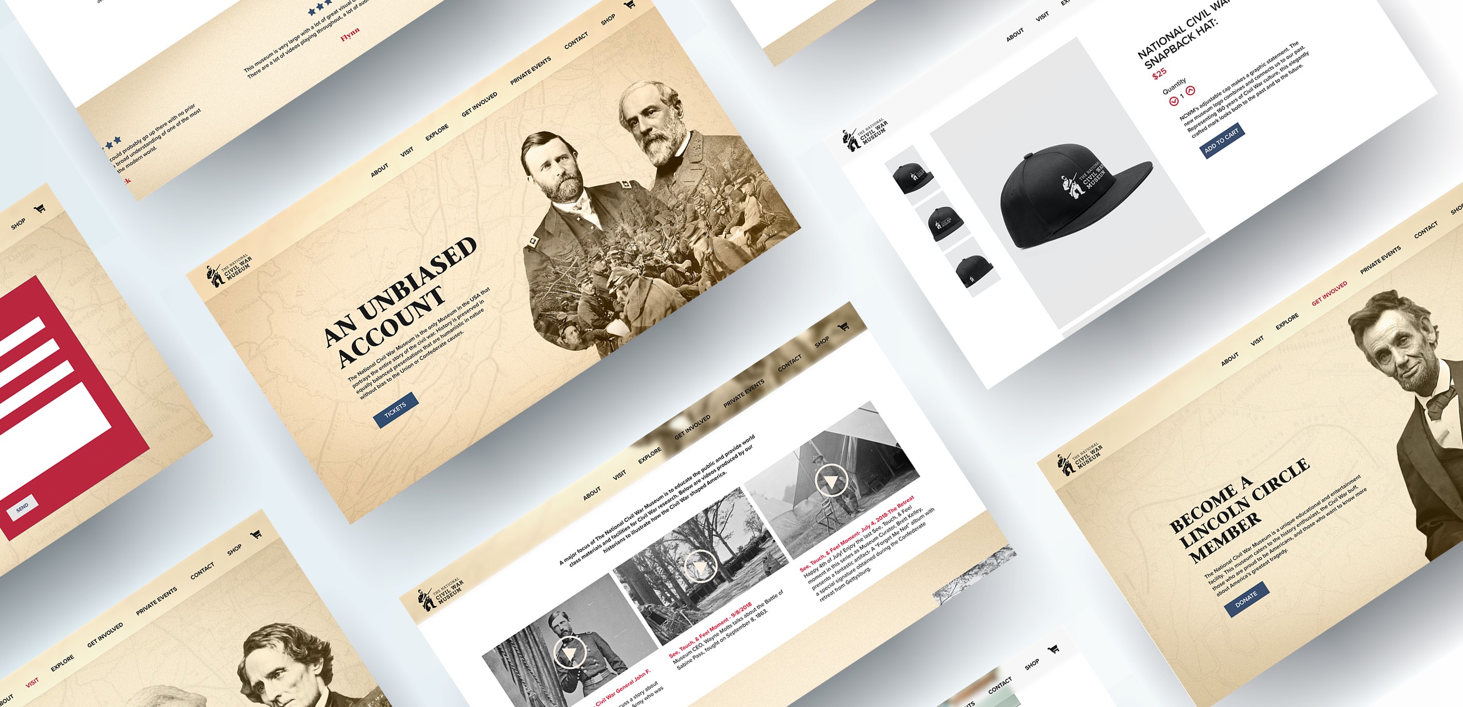 Branding, website, poster, and mailer graphic design created for the National Civil War Museum