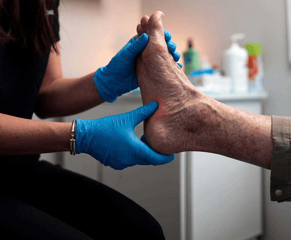 A doctor showing the results on her patient