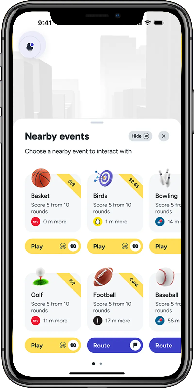 Screens of the Qubi mobile app — a gamified loyalty platform with rewards, wallet, and brand map.