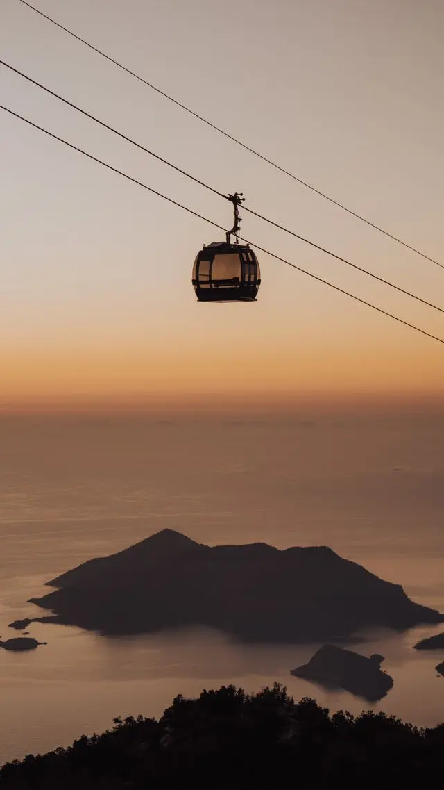 red and black cable car