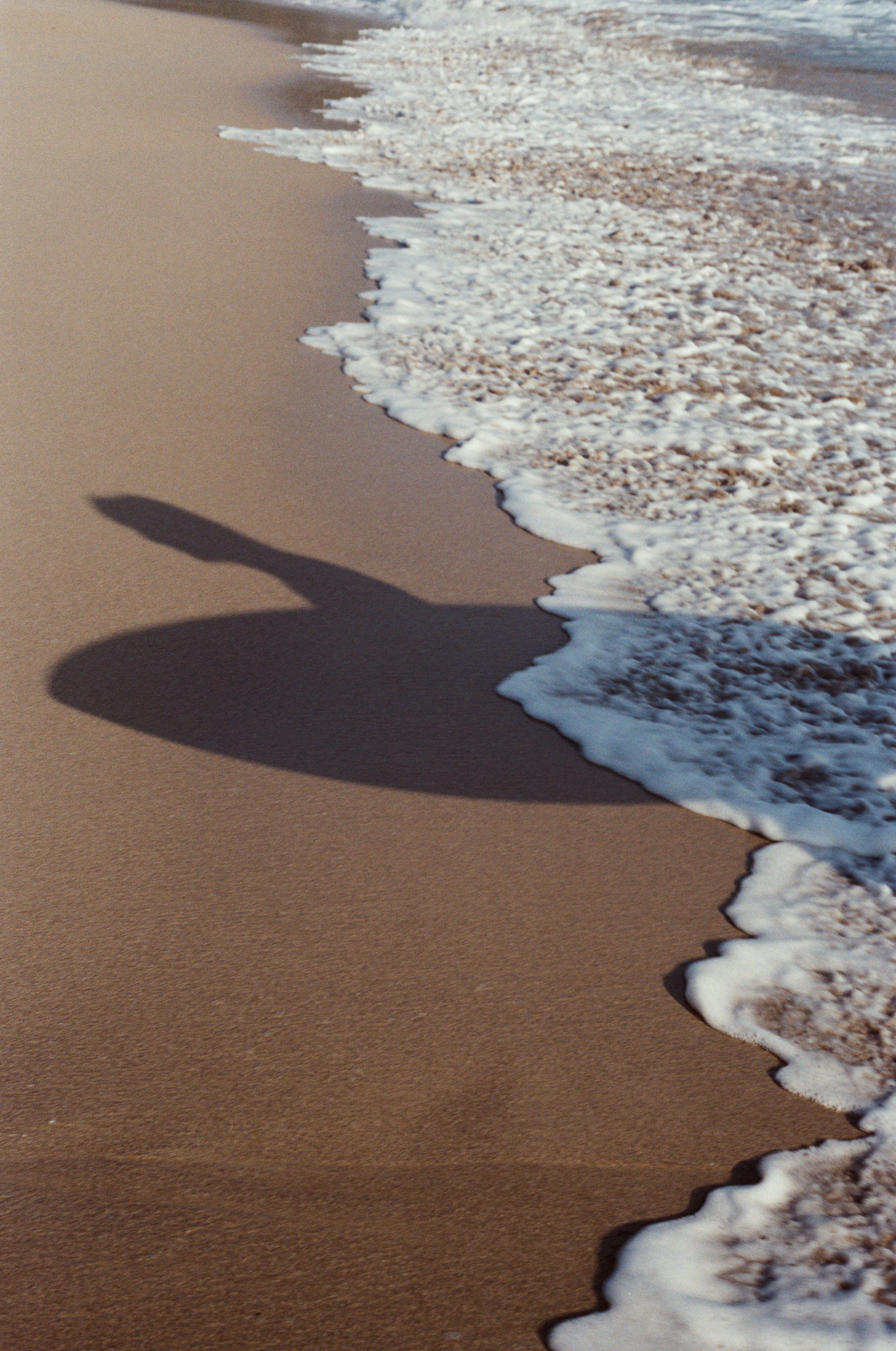 Silhouette of a surf girl, shot on 35mm film