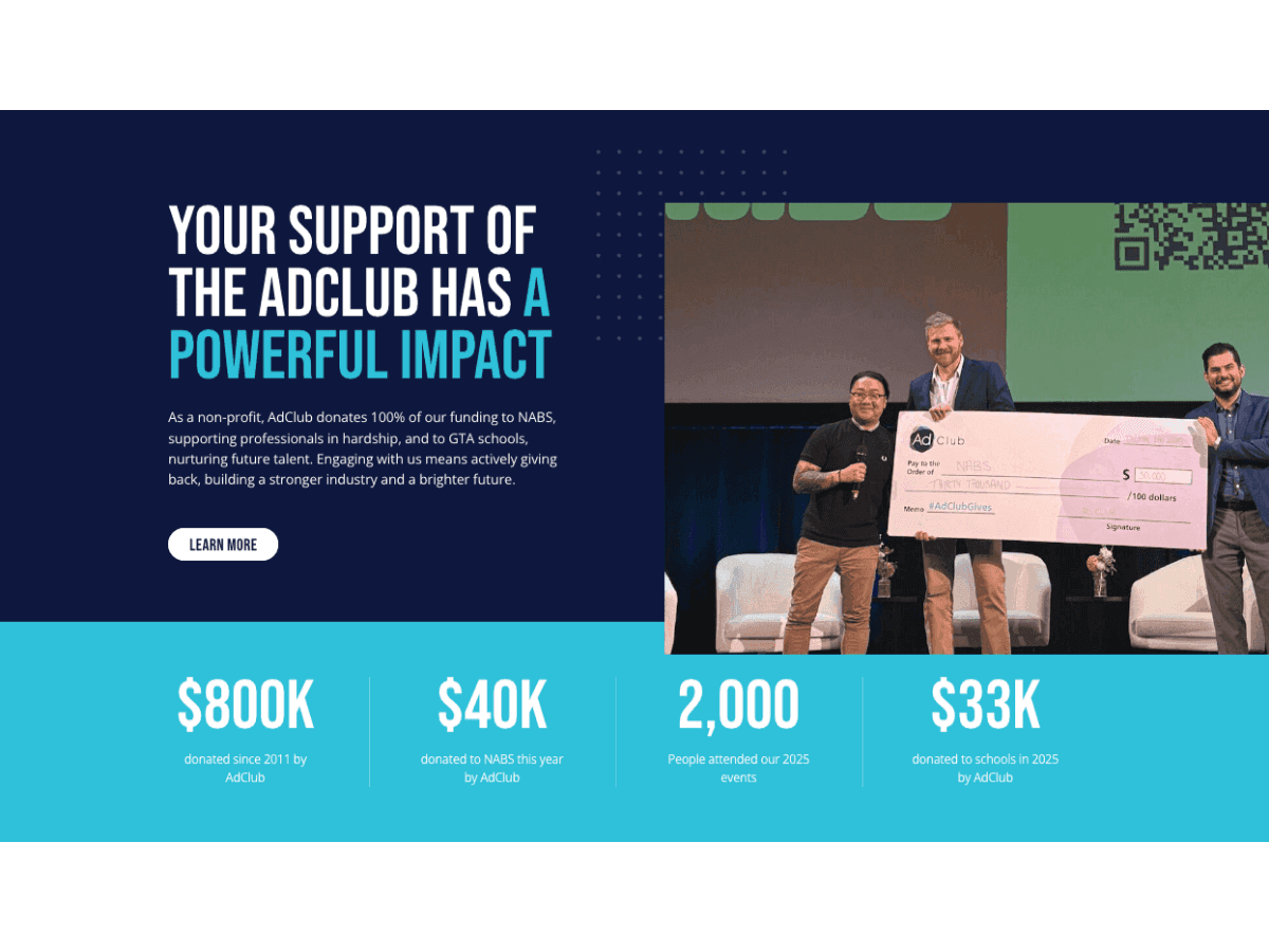 Your Support of The AdClub has a powerful impact website page