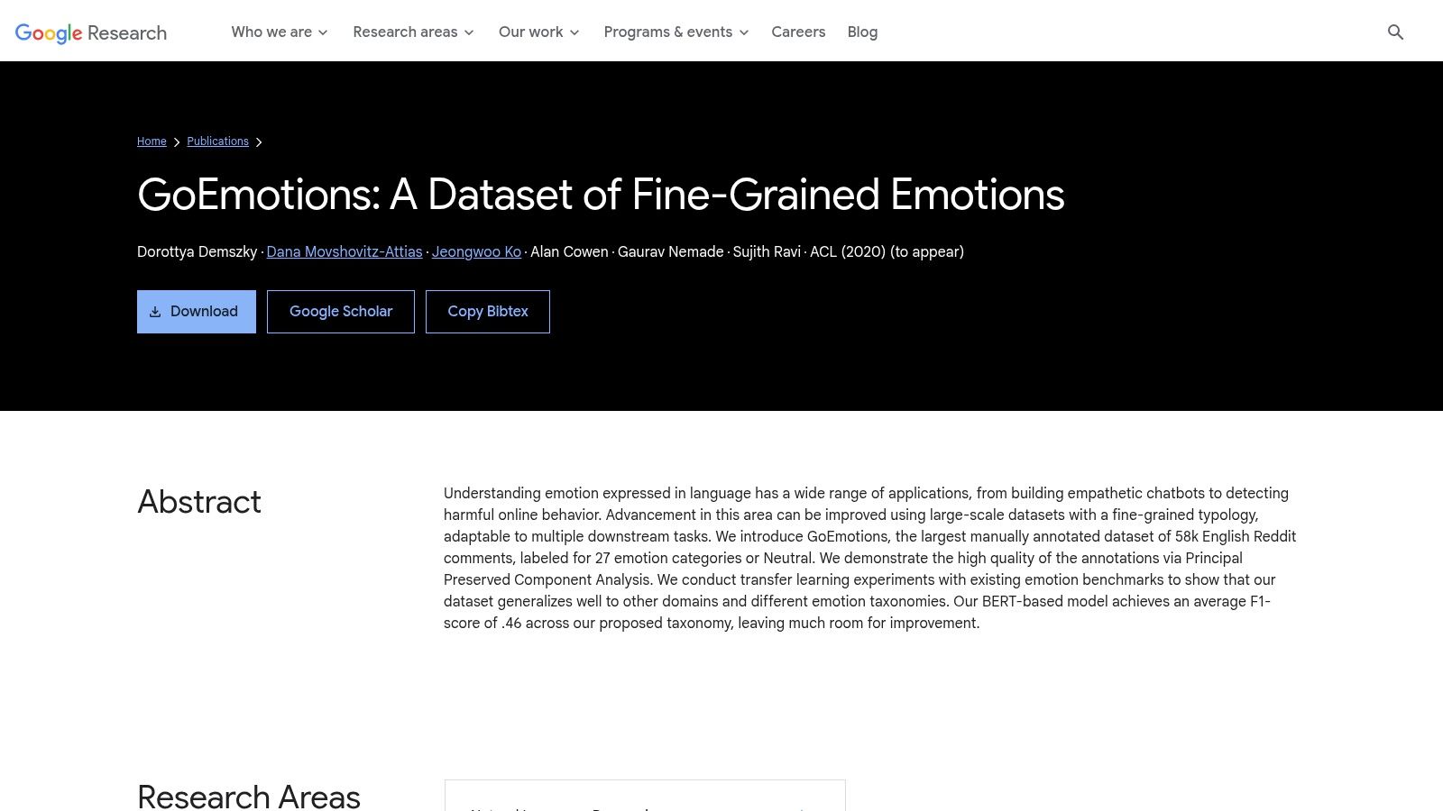 GoEmotions (Google Research)