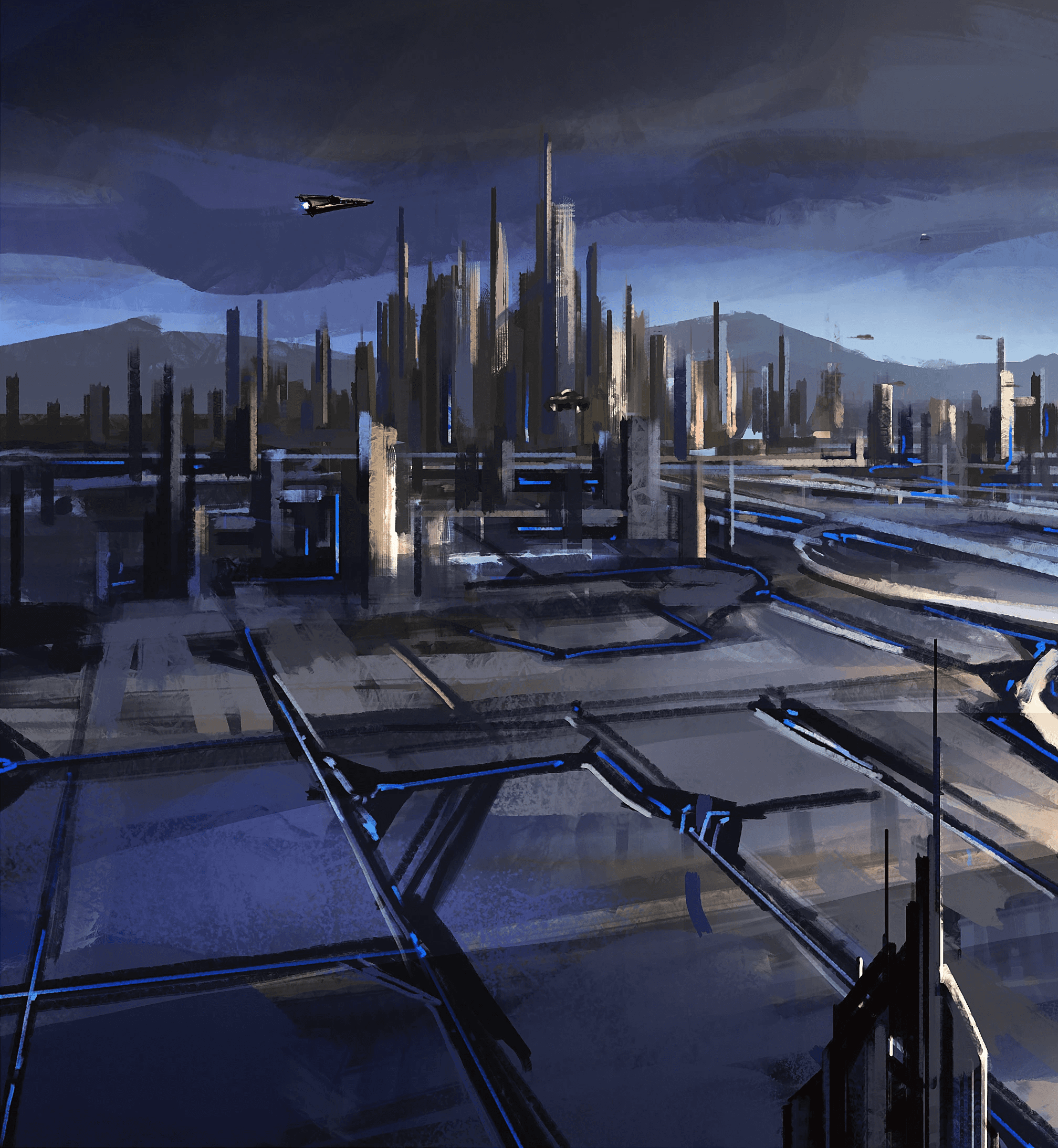 a blue and purple photo of a man's head