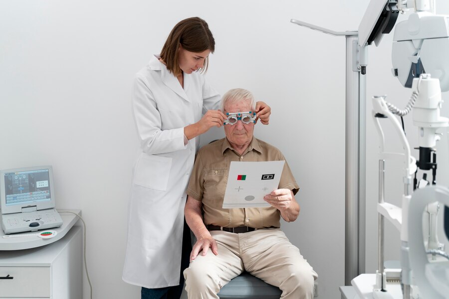 A man having his eyesight checked.