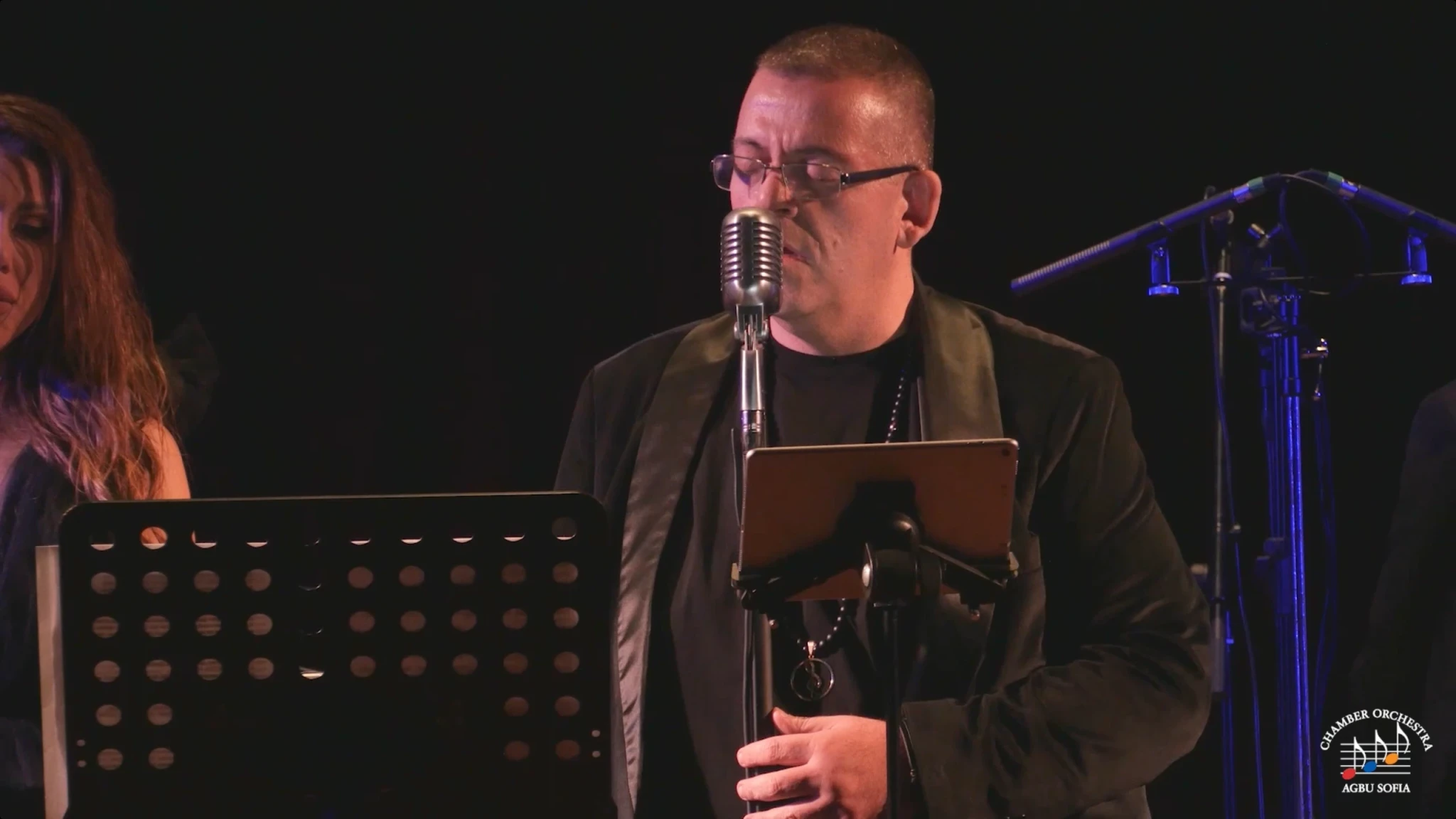 Singer at a symphony concert