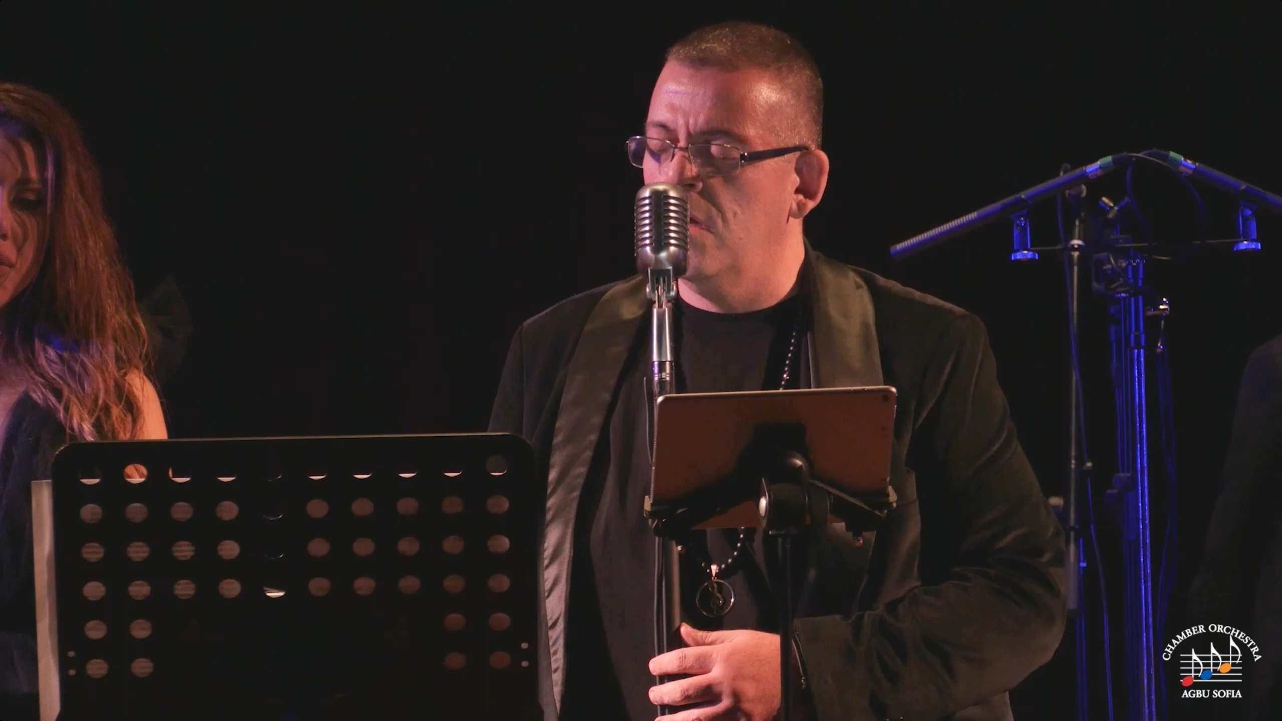 Singer at a symphony concert