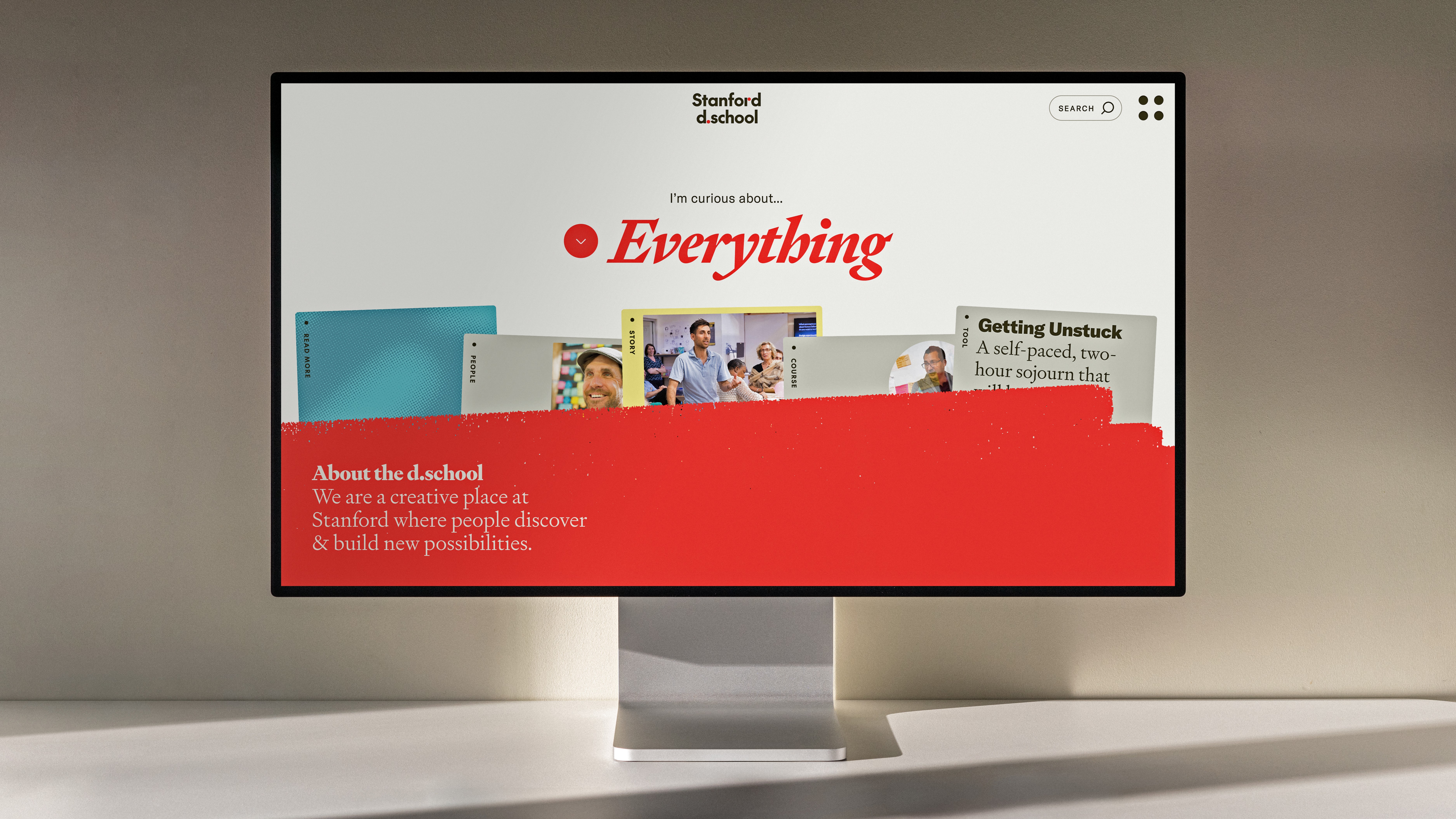 Stanford website homepage design