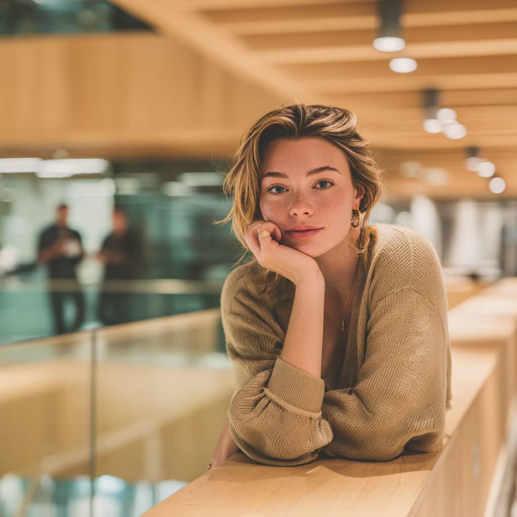 Blonde Frau im Office