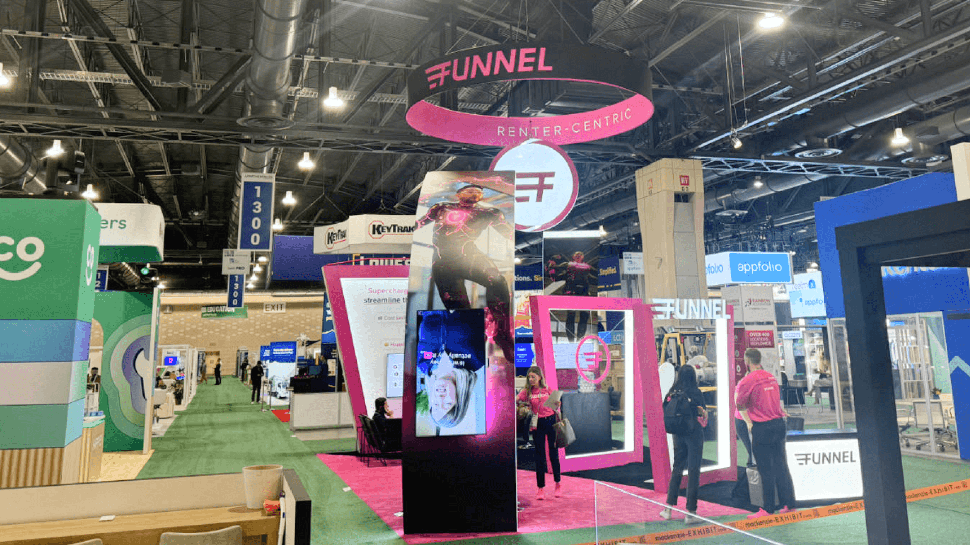 Projection and sound display booth at Caesars Palace Las Vegas arranged with open-entry layout and interactive demo zone
