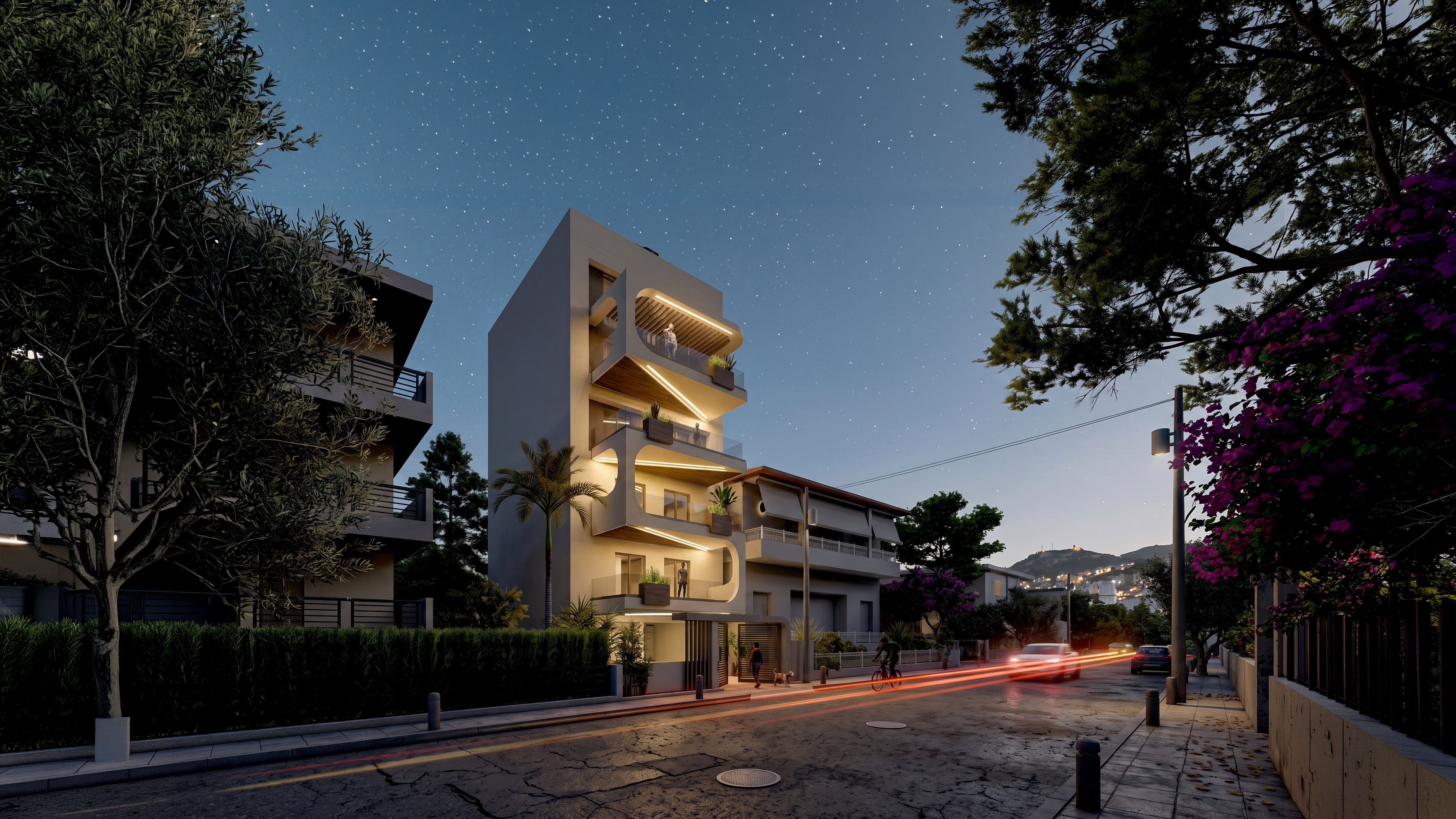 Architectural exterior render of the Agia Paraskevi development
