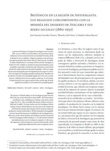 Británicos en la región de Antofagasta. Los negocios concomitantes con la minería del desierto de Atacama y sus redes sociales (1880-1930)