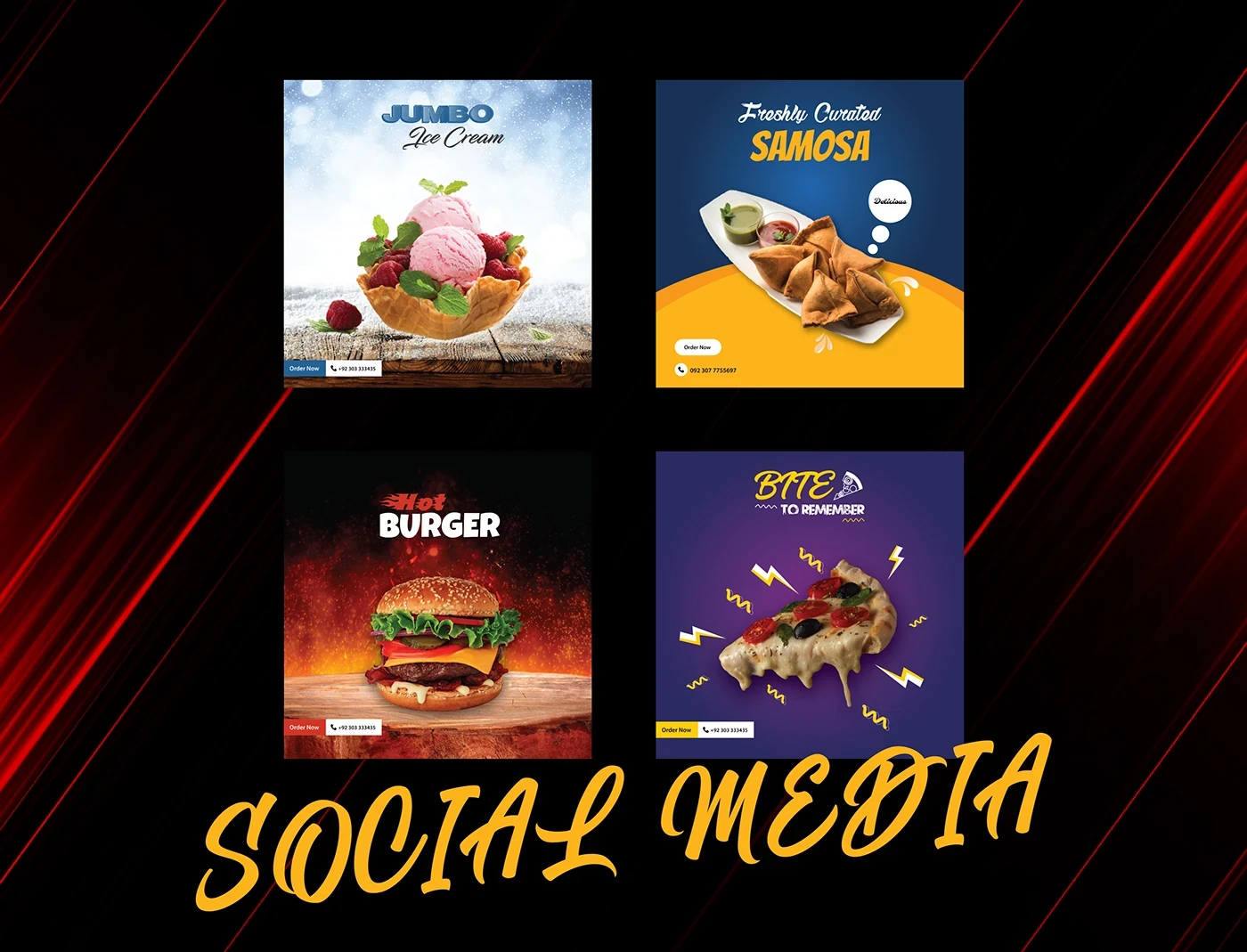 Social media banner designs for a fast food chain with bold and vibrant visuals.