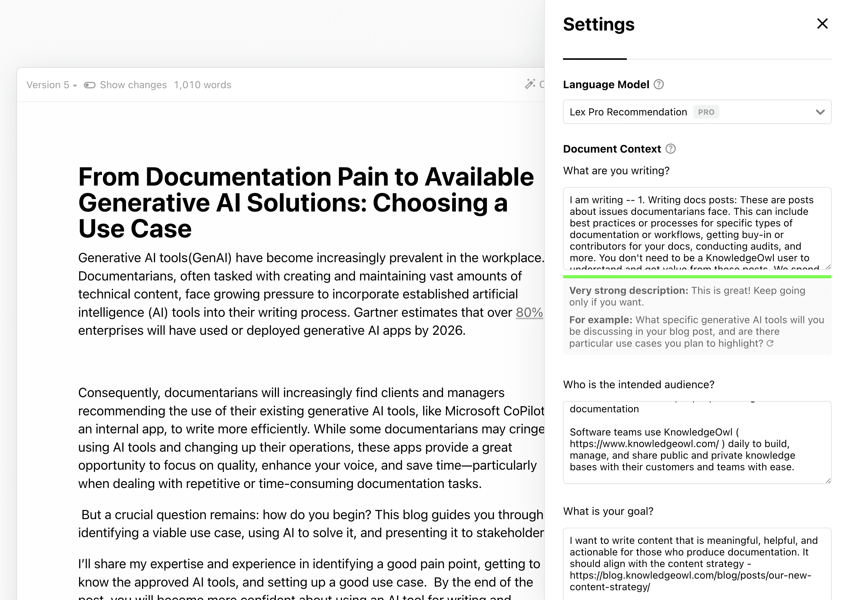 A screenshot of Lex Pro