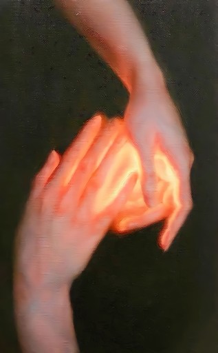 Holding hands with flames and heat and love