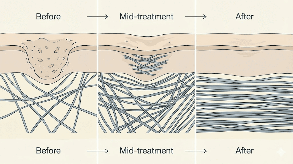Copper peptides acne scar healing process collagen remodeling visualization