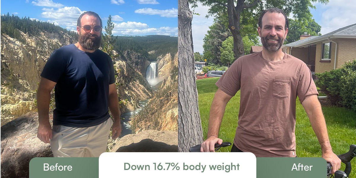 Before and after photos of mid 30's male after weight loss with GLP-1s