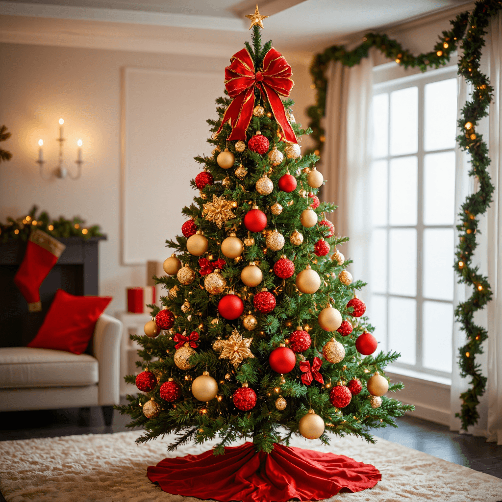 product photography of decorative Christmas tree with ornaments