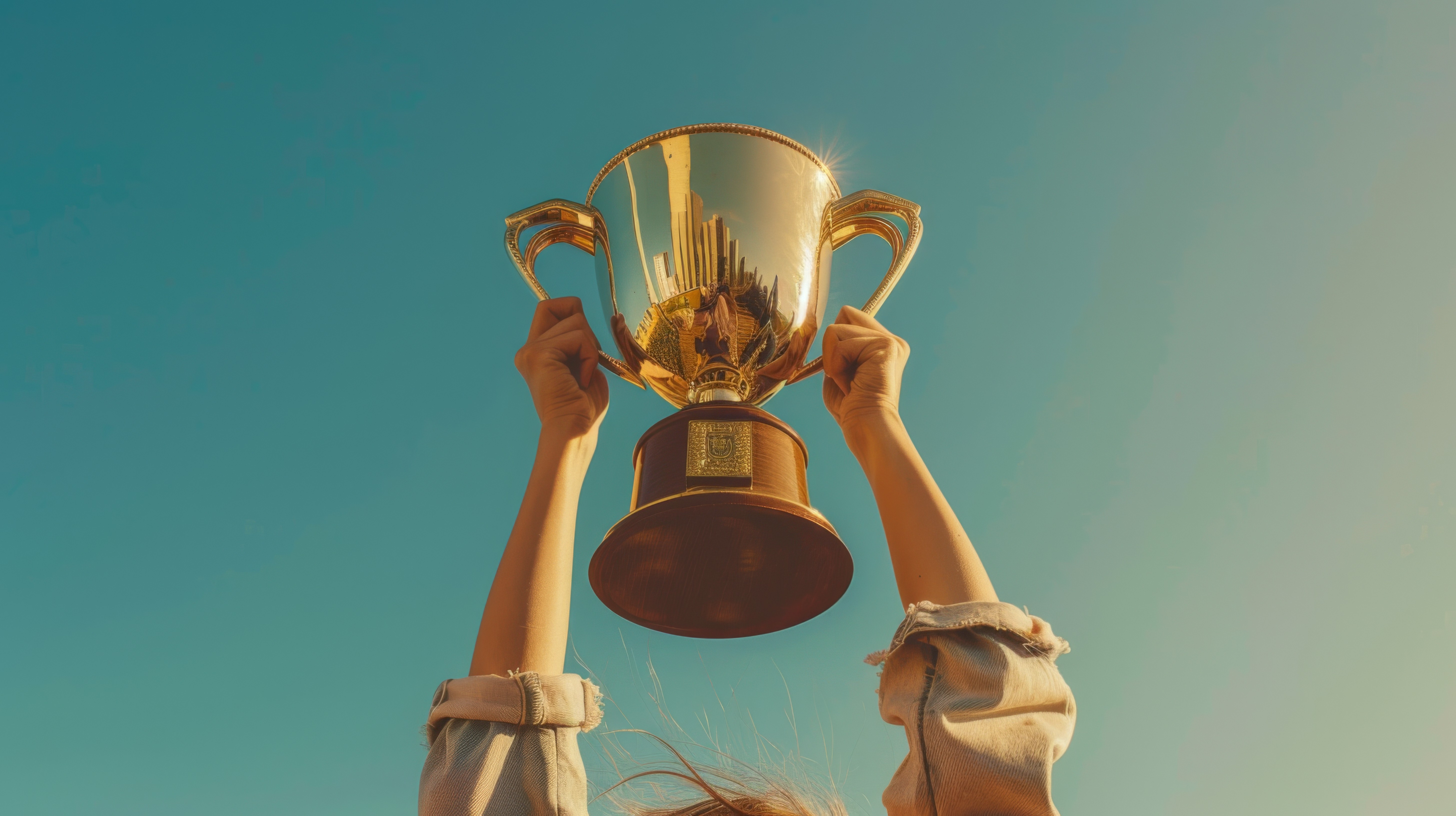 A trophy style achievement moment, representing goal completion, milestone progress, and personal fitness success.