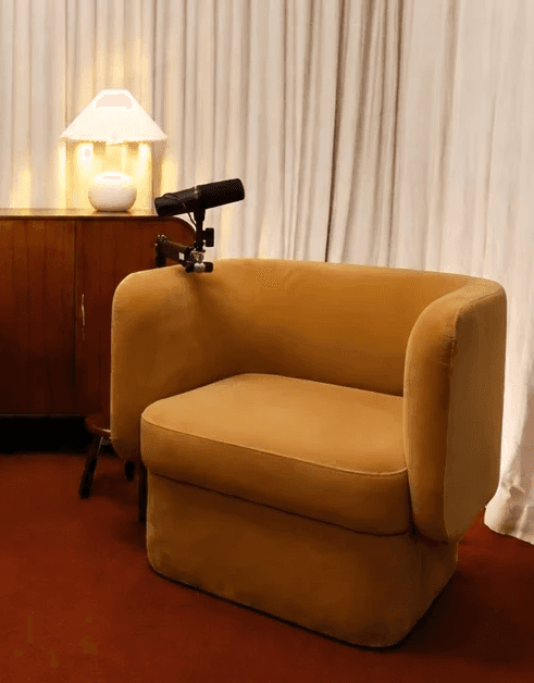 Single armchair with cabinet and mic.