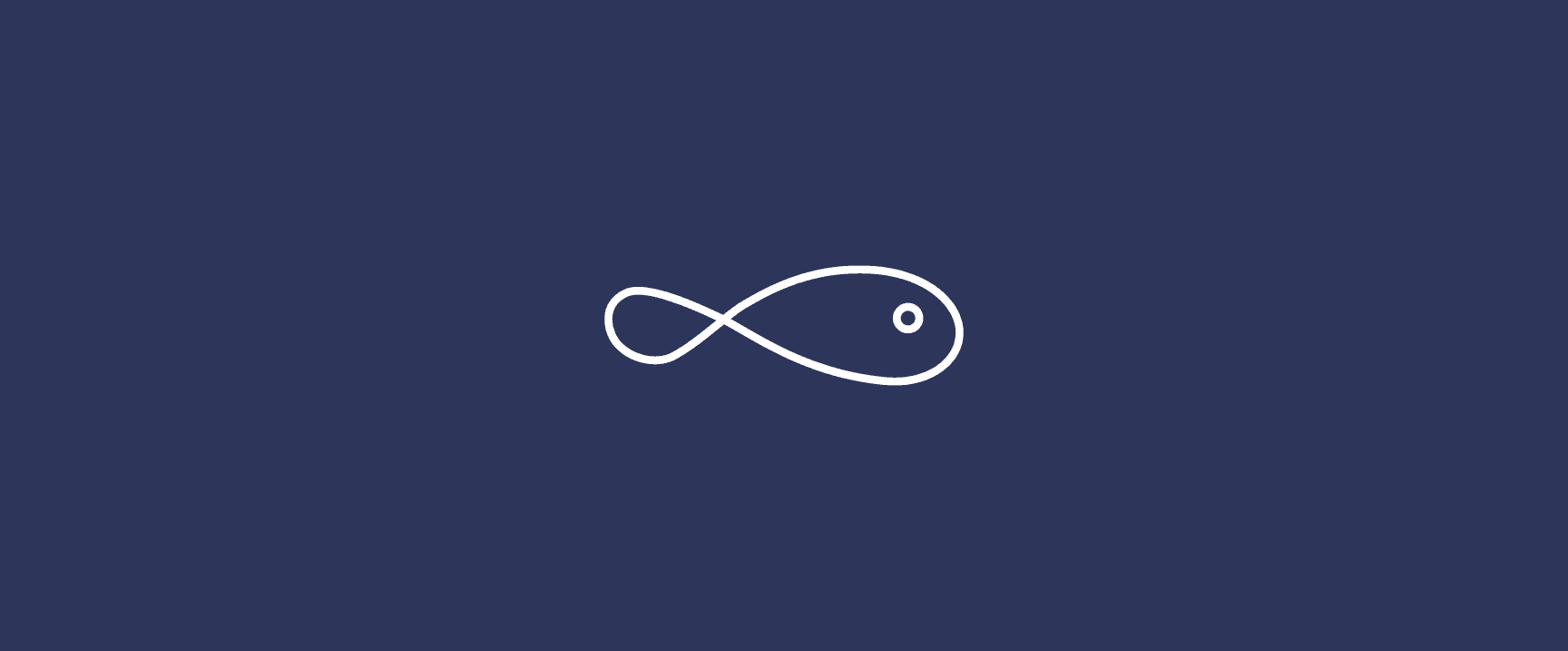 A simple infinity symbol in light gray on a dark blue background.