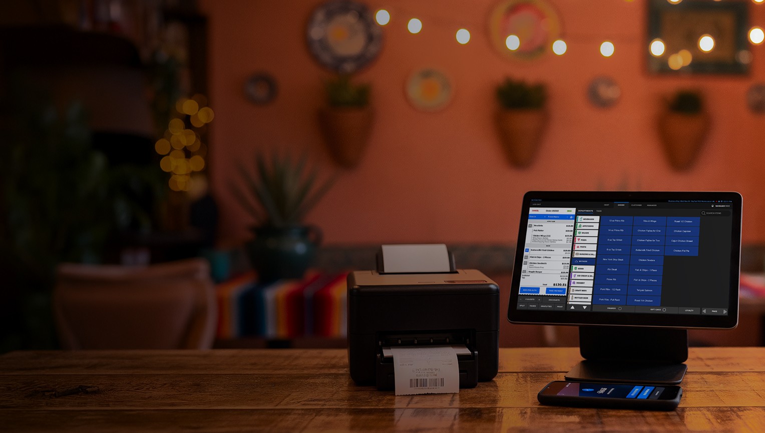 POS system on a restaurant