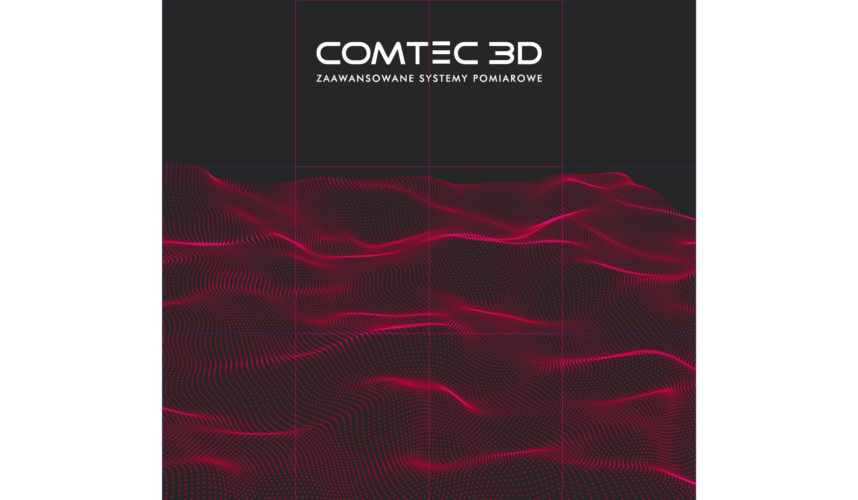 Design tła graficznego (key visual) z motywem siatki topograficznej 3D w ciemnej tonacji.