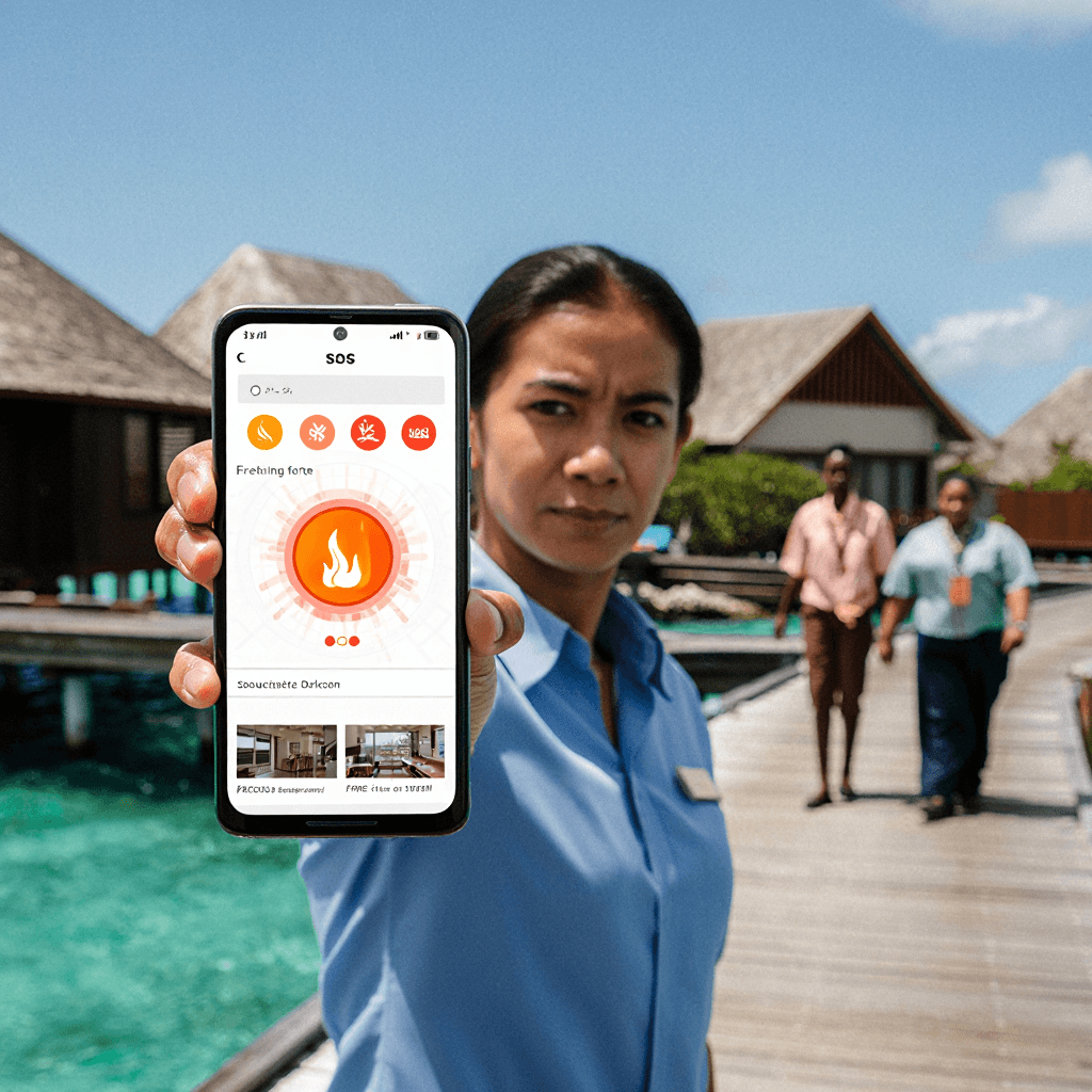 Girl using Tyros® mobile app SOS module to send an emergency alert with real-time location