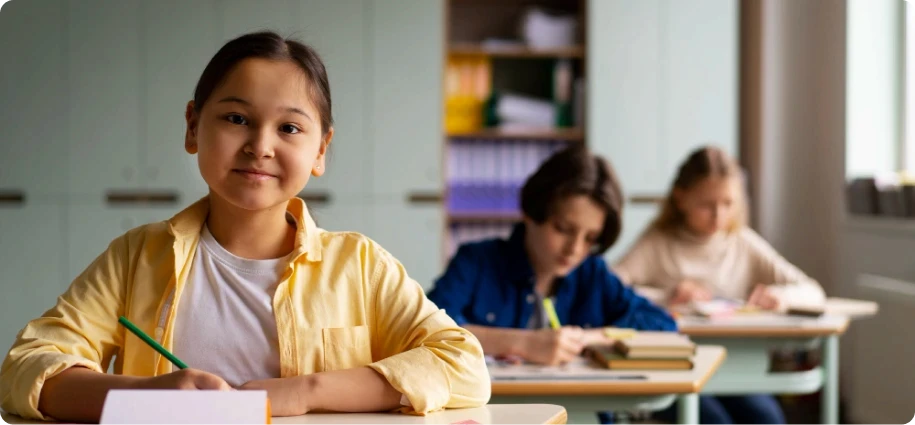Students writing on sheets