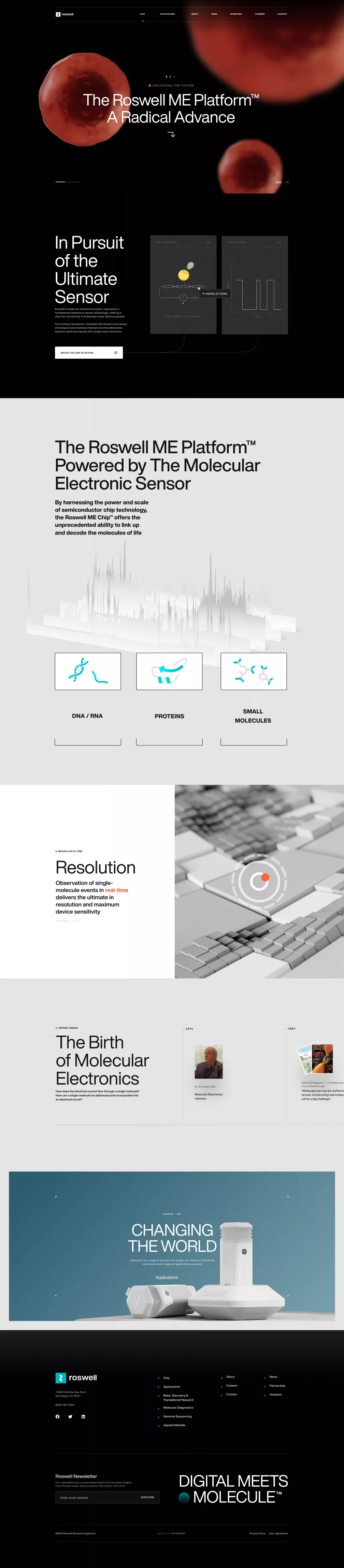 Tech landing page screenshot showcasing Medical and Tech design