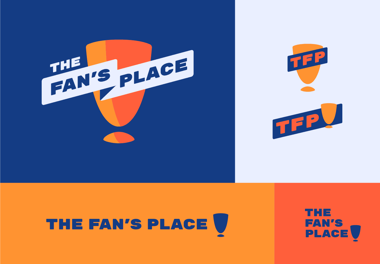 The Fan's Place logo treatments and color palette