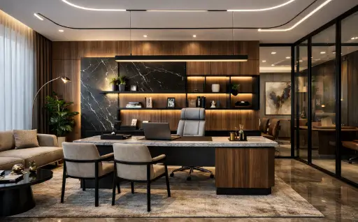 Ανακαίνιση γραφείων υψηλής αισθητικής με φυσικά υλικά, εργονομία και σύγχρονο εταιρικό design