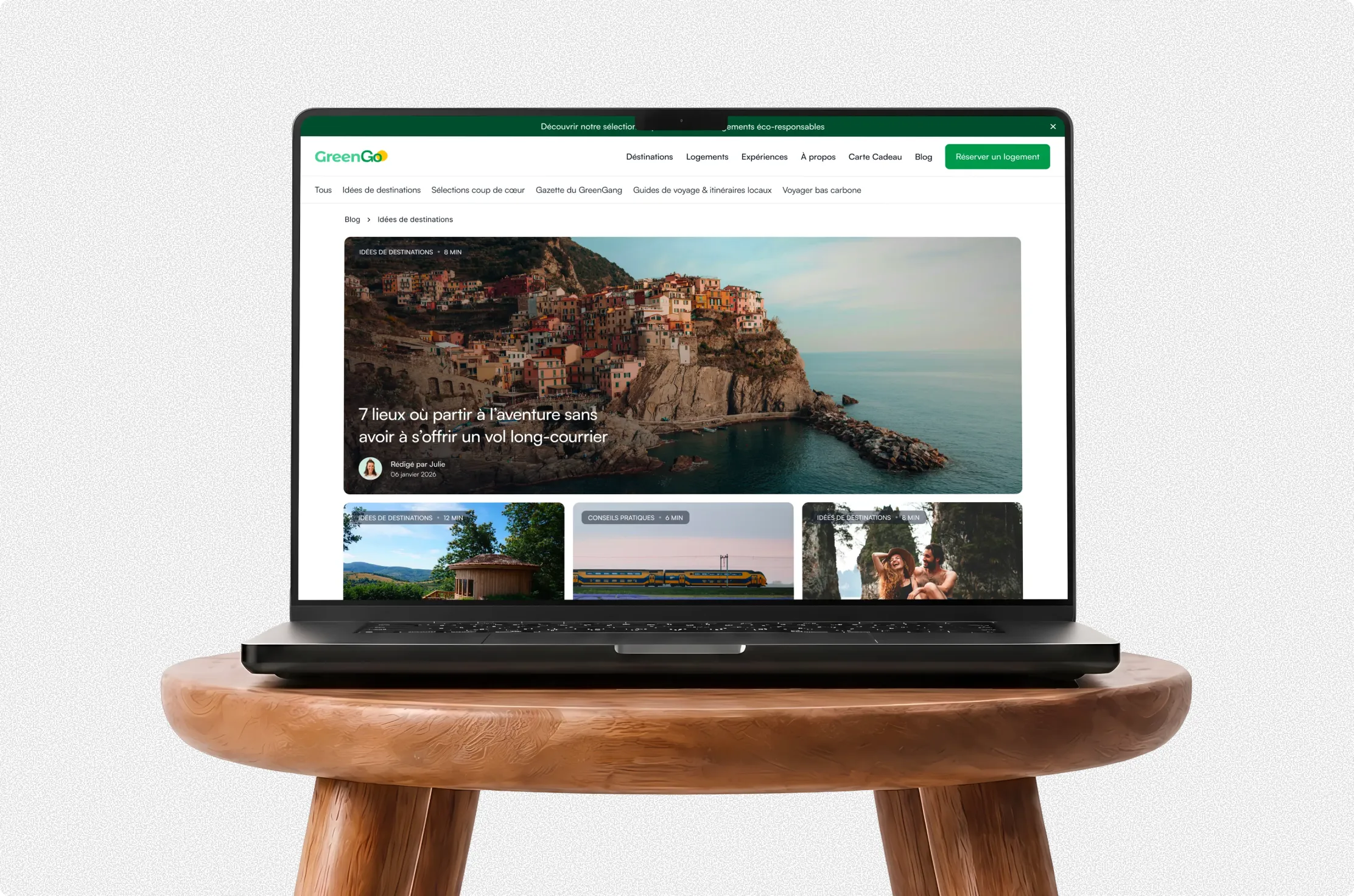 Page du blog GreenGo présentant une sélection d’idées de destinations