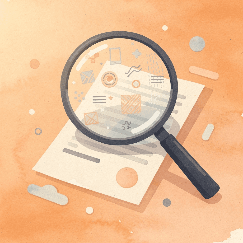 Magnifying glass analyzing local SEO search results
