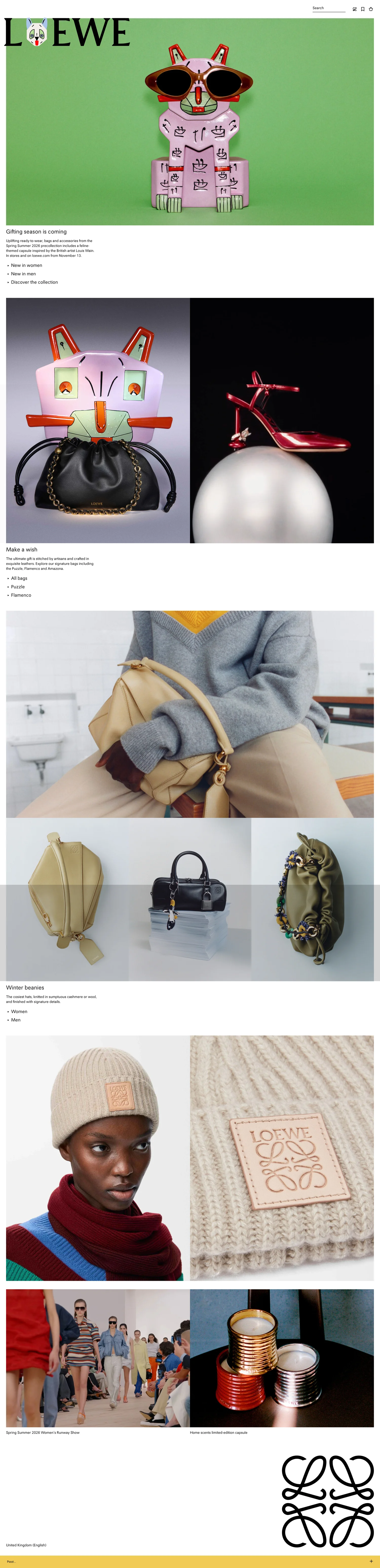 Loewe is a luxury fashion brand known for its high-quality leather goods, stylish apparel, and modern designs.