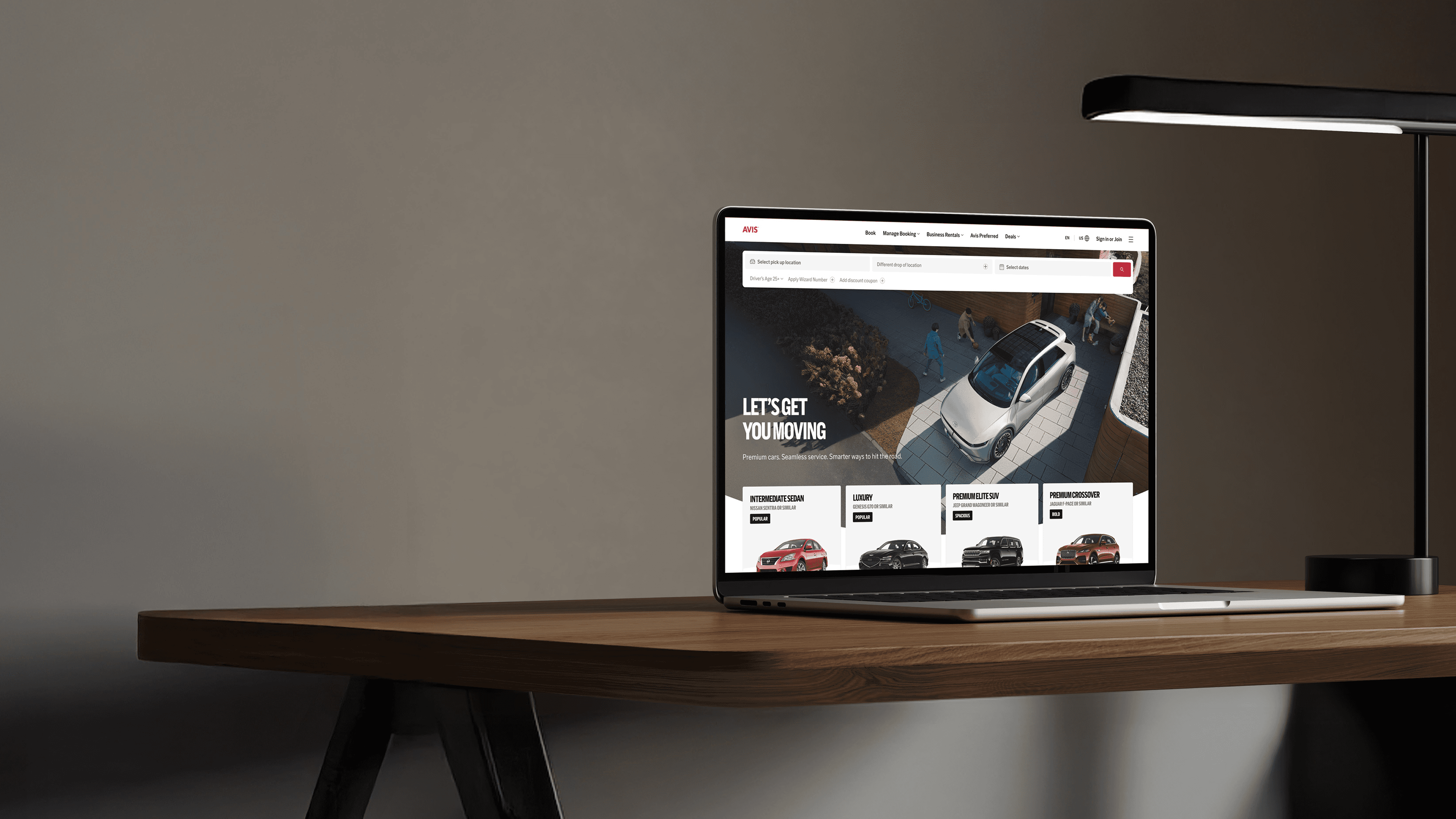 Mockup of Avis Website