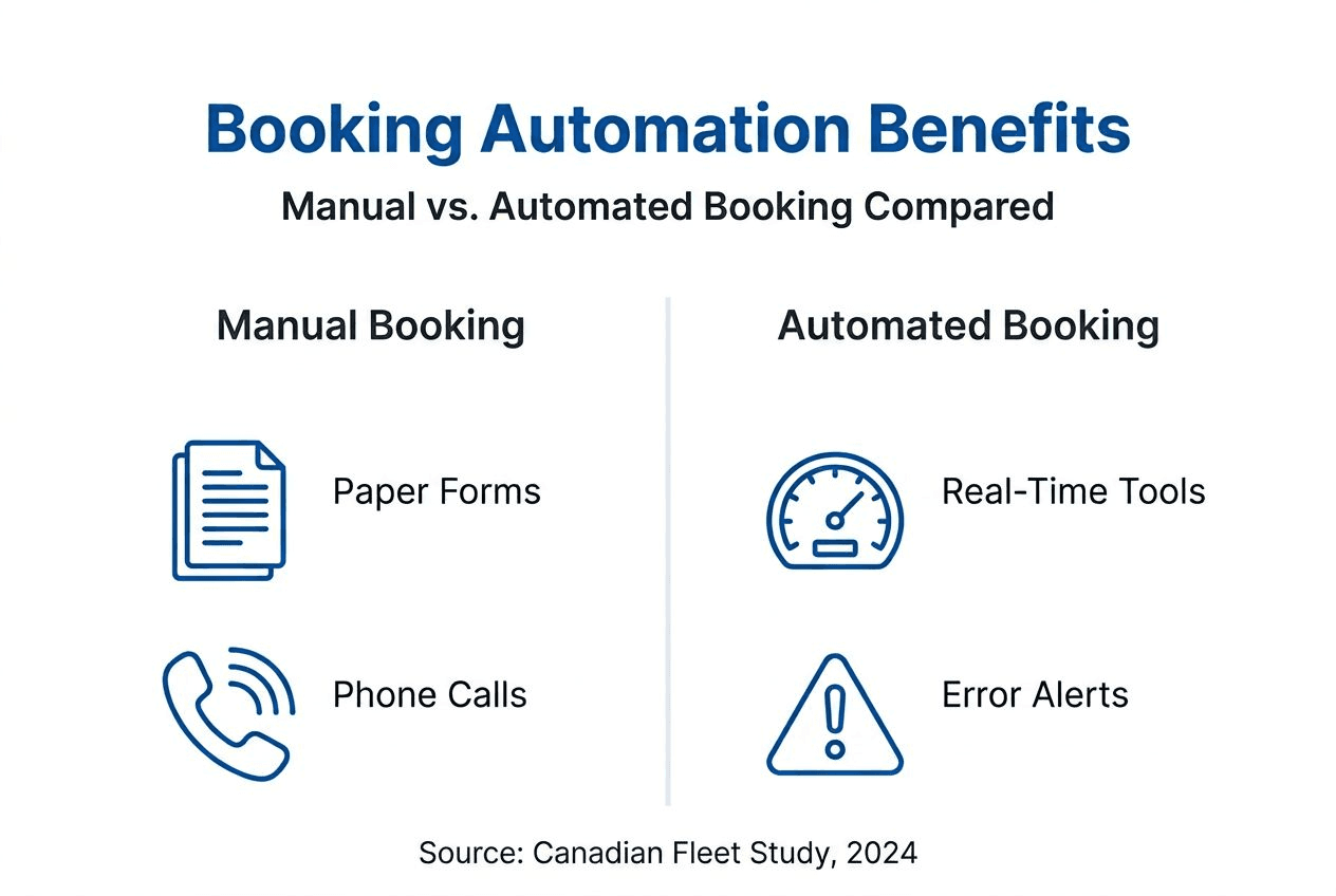 Infographic showing booking automation vs manual process