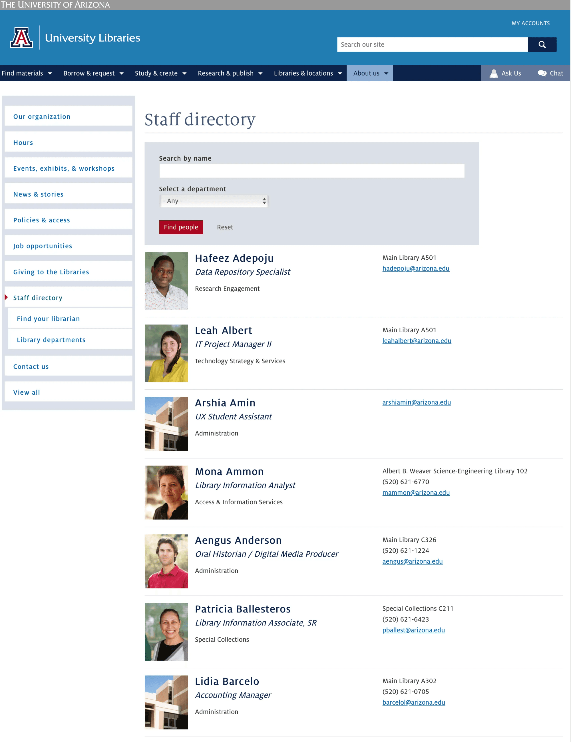 Staff directory before