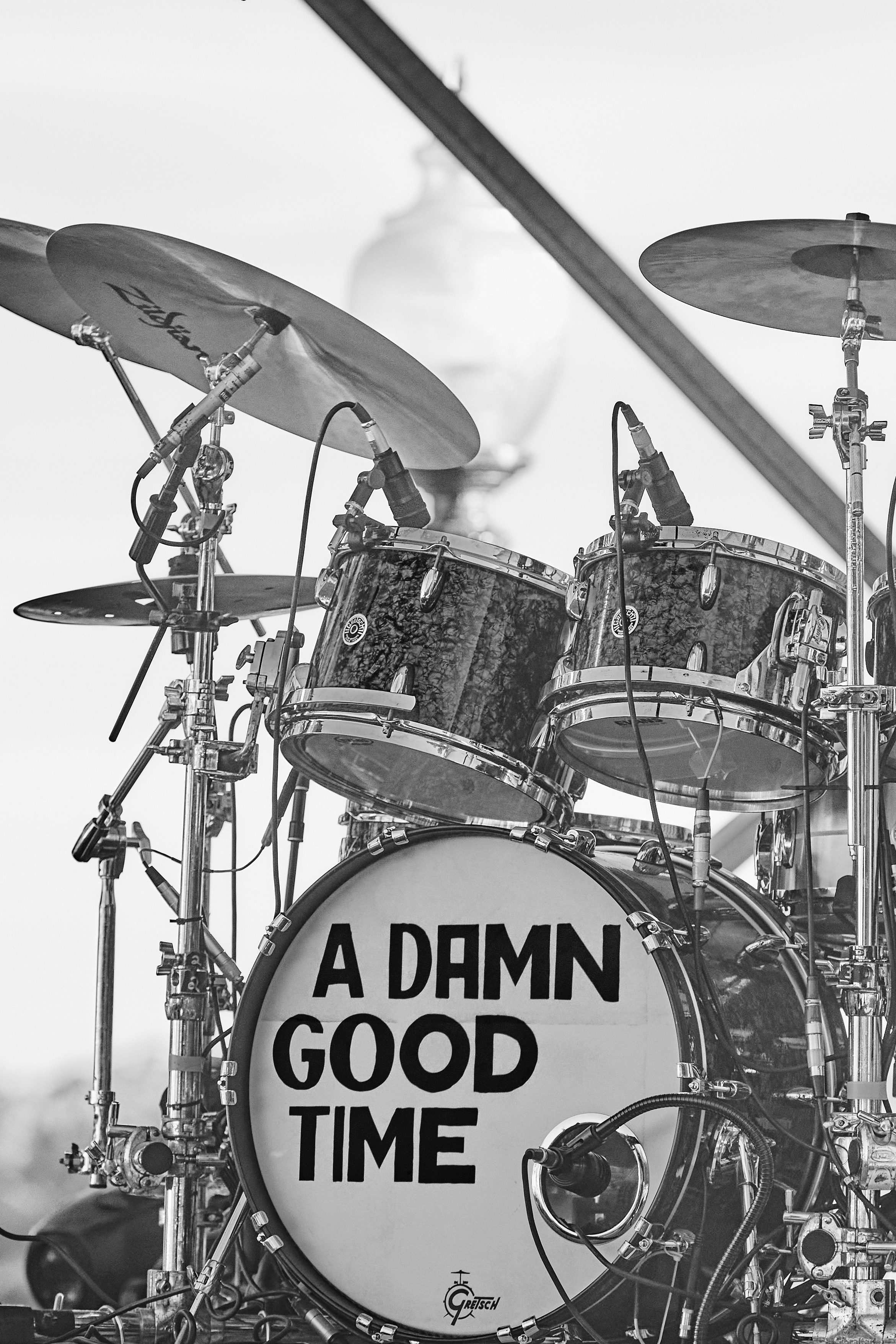 Jordan Davis drums close up image on side of stage, event photographer Severn Images