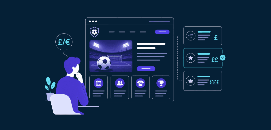 Website design and analytics illustration, with user interacting with data